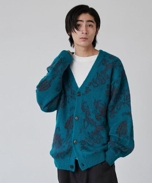 coen（コーエン）の「ボタニカル柄ルーズシャギーニットカーディガン（カーディガン/ボレロ・メンズ・ターコイズブルー/グレー/ブラック・S/M/L/XL）」の20枚目の写真