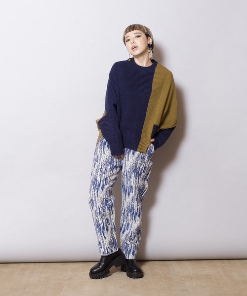 OSMOSIS（オズモーシス）の「ジャガードテーパードパンツ（その他パンツ・レディース・ブルー/ブラック・ONE SIZE）」の9枚目の写真