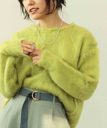 手洗い出来る 起毛加工クルーネックニット