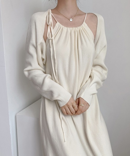 Miniministore(ミニミニストア)の「ホルターネックニットワンピース2点セット(ワンピース・レディース・アイボリー/ブラック/オリーブ/ベージュ・フリー)」の15枚目の写真