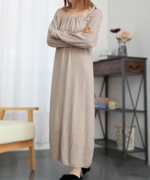 Miniministore(ミニミニストア)の「ホルターネックニットワンピース2点セット(ワンピース・レディース・アイボリー/ブラック/オリーブ/ベージュ・フリー)」の19枚目の写真