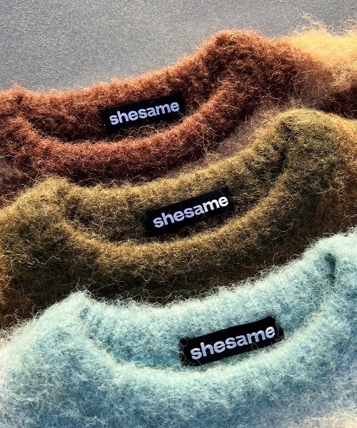 shesame(シーセム)の「モヘアライク起毛チェックニット(ニット/セーター・レディース・ブルー/ブラウン/カーキ・MEDIUM/LARGE)」の17枚目の写真