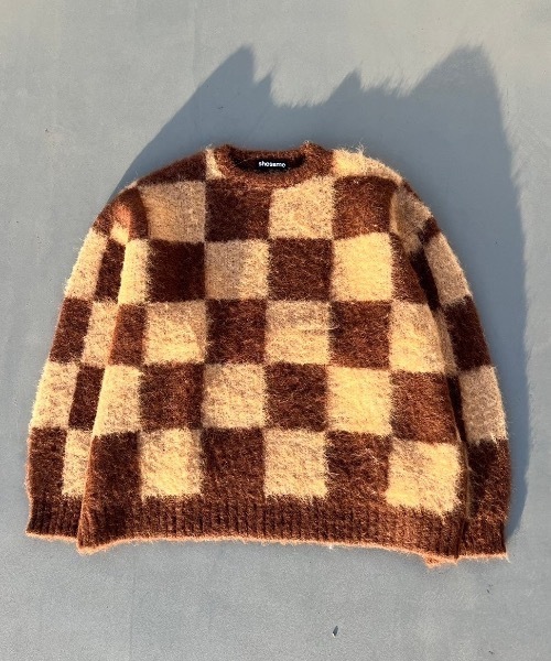 shesame（シーセム）の「モヘアライク起毛チェックニット（ニット