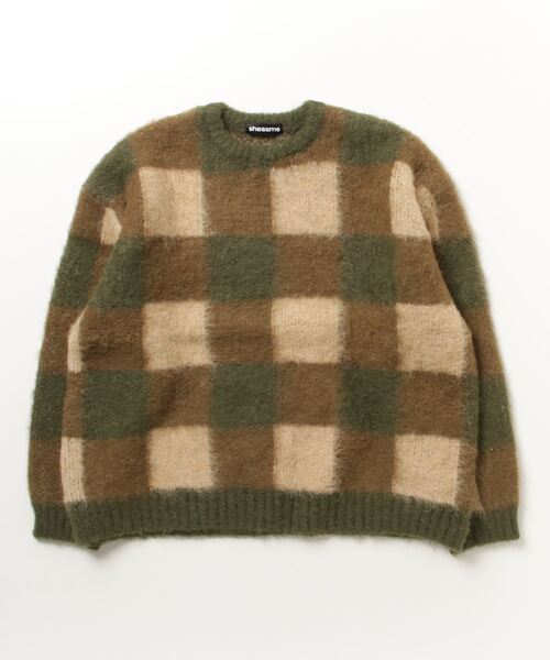 shesame（シーセム）の「モヘアライク起毛チェックニット（ニット