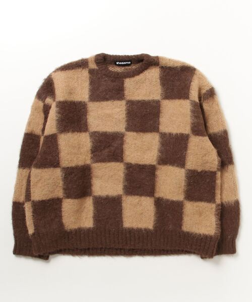 shesame(シーセム)の「モヘアライク起毛チェックニット(ニット/セーター・レディース・ブルー/ブラウン/カーキ・MEDIUM/LARGE)」の19枚目の写真