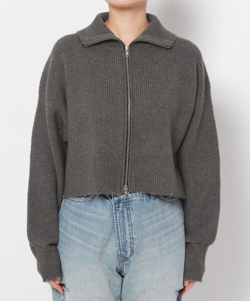 LOWRYS FARM（ローリーズファーム）の「ＺＩＰクラッシュカーディガンＬＳ　996483（ニット/セーター・レディース・アイボリー/グレー/ブルー・FREE）」の6枚目の写真