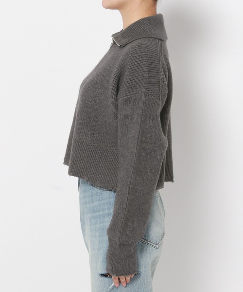 LOWRYS FARM（ローリーズファーム）の「ＺＩＰクラッシュカーディガンＬＳ　996483（ニット/セーター・レディース・アイボリー/グレー/ブルー・FREE）」の7枚目の写真