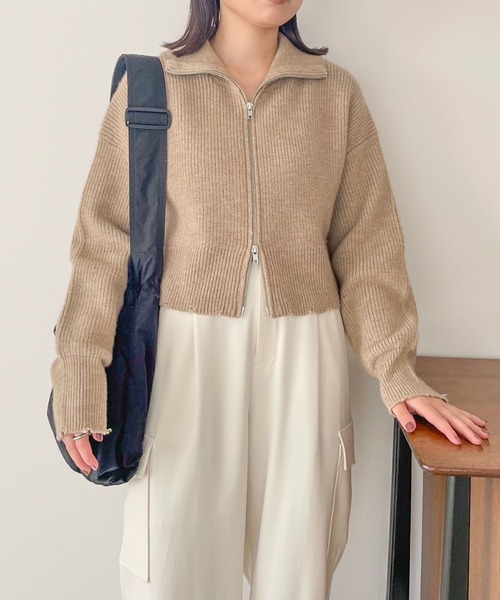 LOWRYS FARM（ローリーズファーム）の「ＺＩＰクラッシュカーディガンＬＳ　996483（ニット/セーター・レディース・アイボリー/グレー/ブルー・FREE）」の21枚目の写真