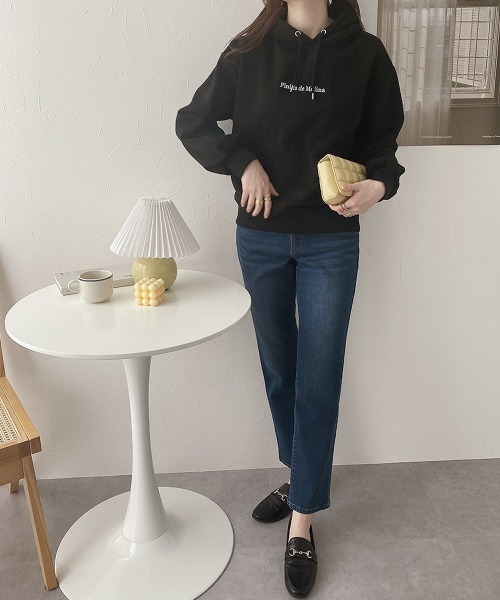 nissen(ニッセン)の「裏起毛 刺繍ロゴパーカー(パーカー・レディース・ブラック/オフホワイト・M/L)」の9枚目の写真