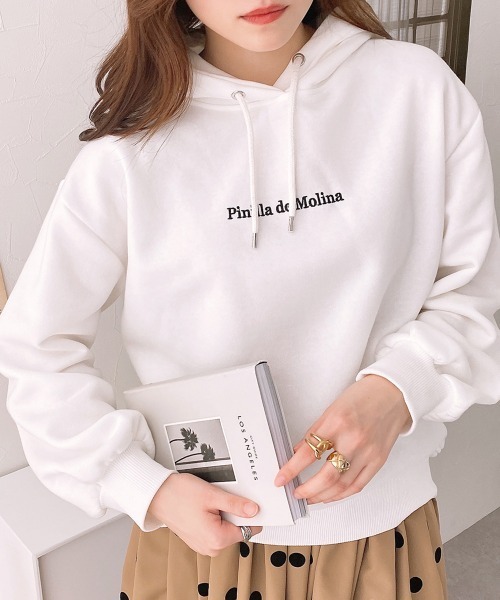 nissen(ニッセン)の「裏起毛 刺繍ロゴパーカー(パーカー・レディース・ブラック/オフホワイト・M/L)」の10枚目の写真