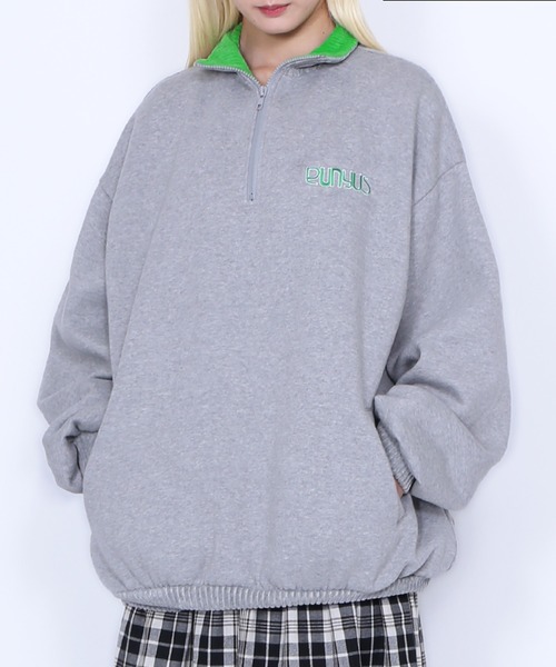 PUNYUS（プニュズ）の「襟付きハーフZIP裏起毛スウェット（スウェット・レディース・ブラック/ネイビー/杢グレー・4/3）」の3枚目の写真