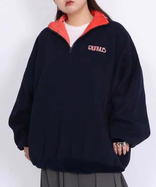 PUNYUS（プニュズ）の「襟付きハーフZIP裏起毛スウェット（スウェット・レディース・ブラック/ネイビー/杢グレー・4/3）」の2枚目の写真