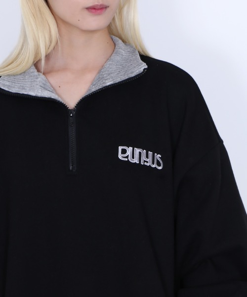 PUNYUS（プニュズ）の「襟付きハーフZIP裏起毛スウェット（スウェット・レディース・ブラック/ネイビー/杢グレー・4/3）」の4枚目の写真