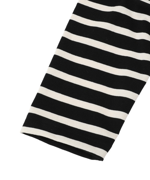 near.nippon.（ニアーニッポン）の「＜near.nippon (ニアー ニッポン)＞ボーダーロングTシャツ（Tシャツ/カットソー・レディース・ブラック・FREE）」の4枚目の写真