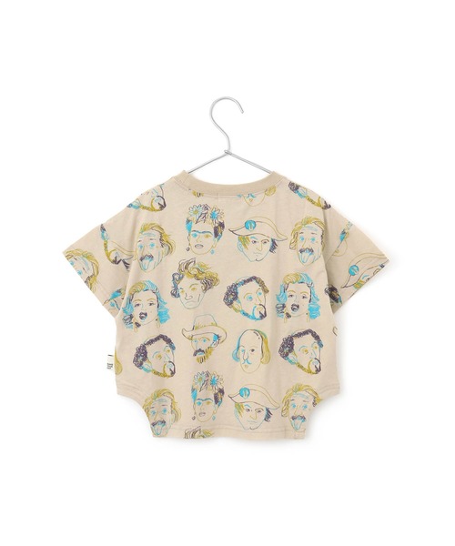 週末セール！古着リメイク☆個性的☆カラフル総柄シャツ×tシャツ☆ カラフルえらい人総柄半袖Tシャツ□150.160cm（Tシャツ