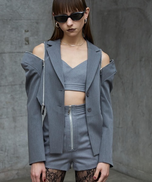 アモーメント★ROUNDED SHOULDER JACKET★ショルダージャケット Open Shoulder Short Jacket｜MIKAGE SHIN