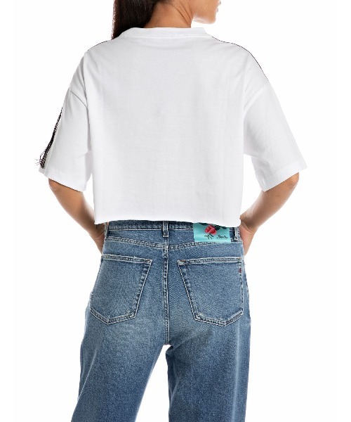 REPLAY（リプレイ）の「フリンジトリミング付きクロップドTシャツ（Tシャツ/カットソー・レディース・ホワイト・MEDIUM/SMALL/X-SMALL）」の2枚目の写真
