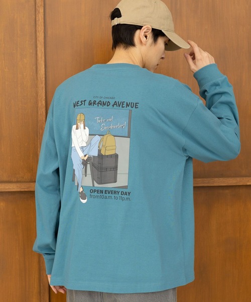 LAKOLE(ラコレ)の「シティガールプリントロンT / 102920(Tシャツ/カットソー・メンズ・チャコール/ホワイト/グリーン・MEDIUM/LARGE)」の1枚目の写真