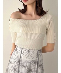 dazzlin | アンバランスボタンハーフスリーブニット(ニット/セーター)