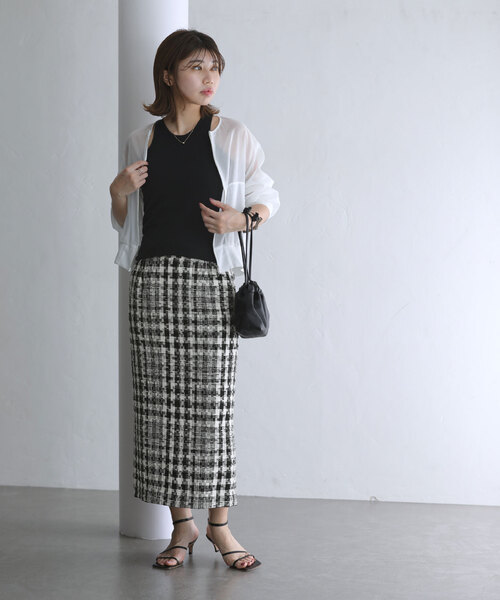 La TOTALITE（ラトータリテ）の「チェックタイトスカート（スカート・レディース・ブラック・38/36）」の3枚目の写真