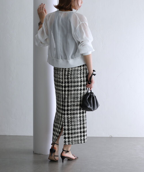 La TOTALITE（ラトータリテ）の「チェックタイトスカート（スカート・レディース・ブラック・38/36）」の4枚目の写真