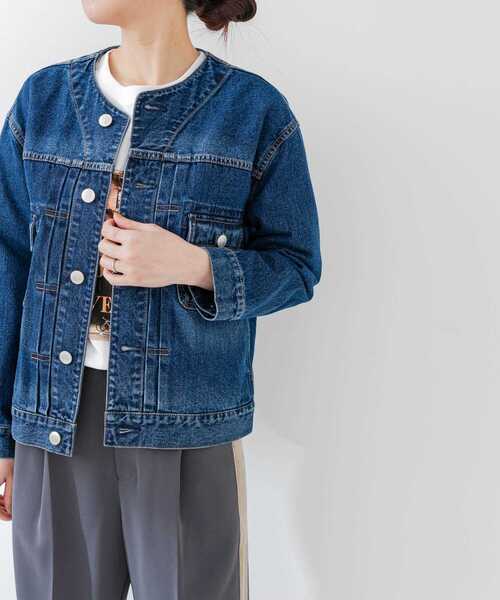 Moname（モナーム）の「Moname　CREW NECK JACKET（デニムジャケット・レディース・ブルー・FREE）」の3枚目の写真