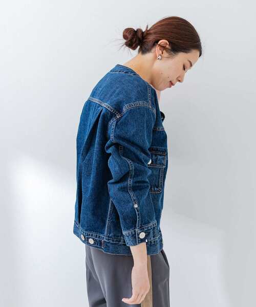 Moname（モナーム）の「Moname　CREW NECK JACKET（デニムジャケット・レディース・ブルー・FREE）」の4枚目の写真
