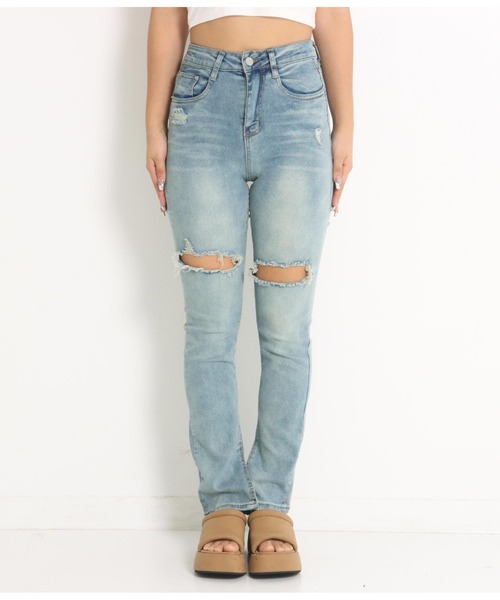 anap mimpi（アナップミンピ）の「ハードクラッシュインスリットストレッチデニムパンツ（デニムパンツ・レディース・ブルー・S/M）」の9枚目の写真