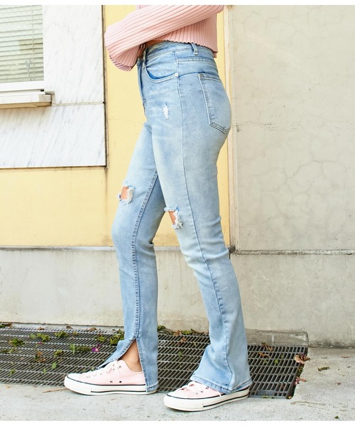 anap mimpi（アナップミンピ）の「ハードクラッシュインスリットストレッチデニムパンツ（デニムパンツ・レディース・ブルー・S/M）」の4枚目の写真