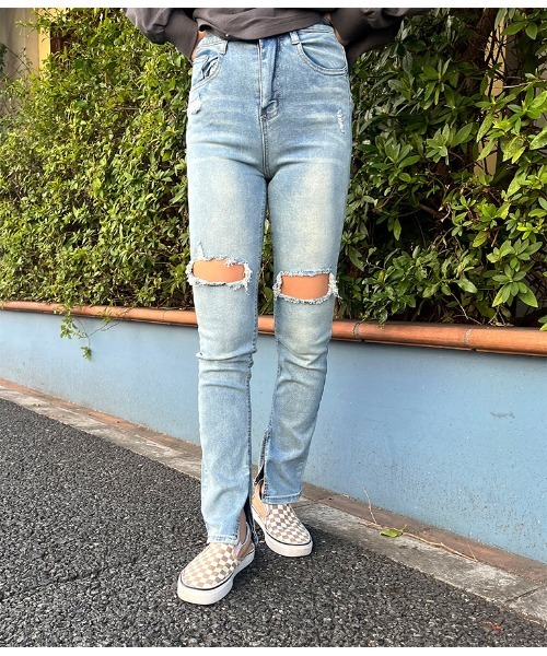 anap mimpi（アナップミンピ）の「ハードクラッシュインスリットストレッチデニムパンツ（デニムパンツ・レディース・ブルー・S/M）」の13枚目の写真