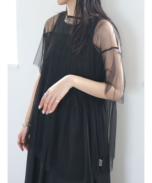 Ungrid（アングリッド）の「チュールギャザートップス（Tシャツ/カットソー・レディース・ブルー/アイボリー/ブラック・FREE）」の3枚目の写真