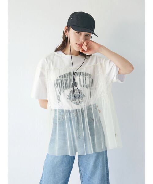 Ungrid（アングリッド）の「チュールギャザートップス（Tシャツ/カットソー・レディース・ブルー/アイボリー/ブラック・FREE）」の18枚目の写真