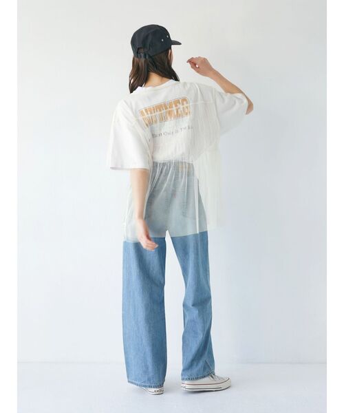 Ungrid（アングリッド）の「チュールギャザートップス（Tシャツ/カットソー・レディース・ブルー/アイボリー/ブラック・FREE）」の5枚目の写真