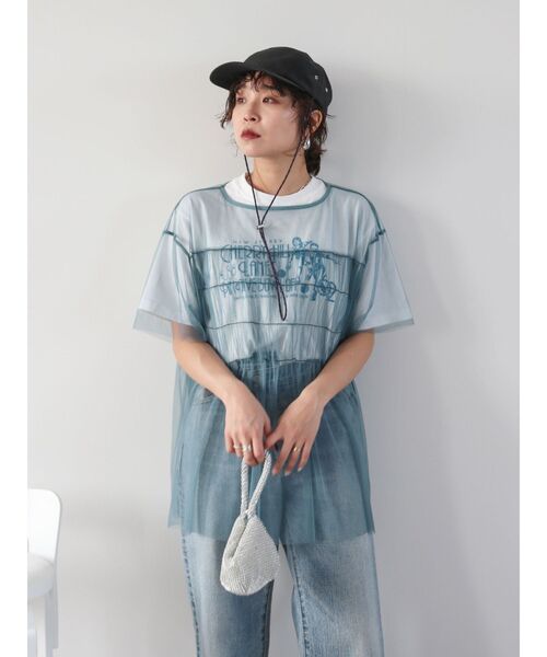 Ungrid（アングリッド）の「チュールギャザートップス（Tシャツ/カットソー・レディース・ブルー/アイボリー/ブラック・FREE）」の7枚目の写真