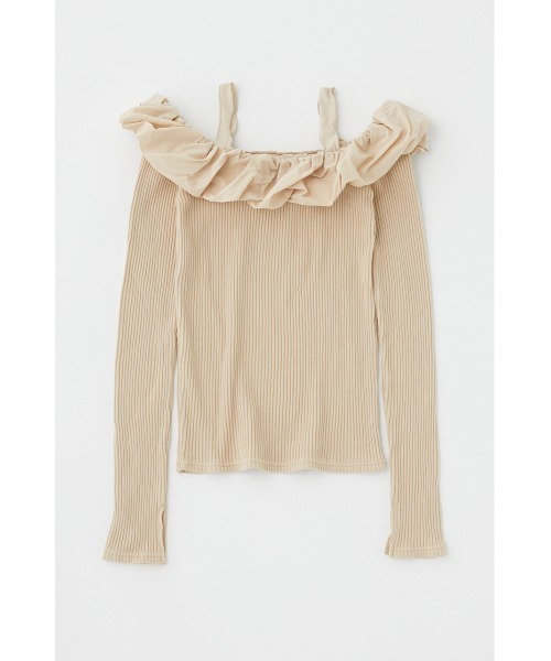 MOUSSY(マウジー)の「PUFF SHOULDER トップス(Tシャツ/カットソー・レディース・ベージュ/グレー/ブラック・FREE)」の4枚目の写真