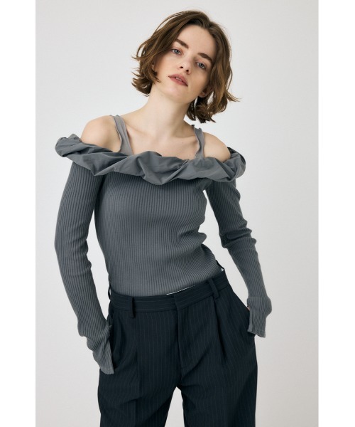 MOUSSY(マウジー)の「PUFF SHOULDER トップス(Tシャツ/カットソー・レディース・ベージュ/グレー/ブラック・FREE)」の6枚目の写真