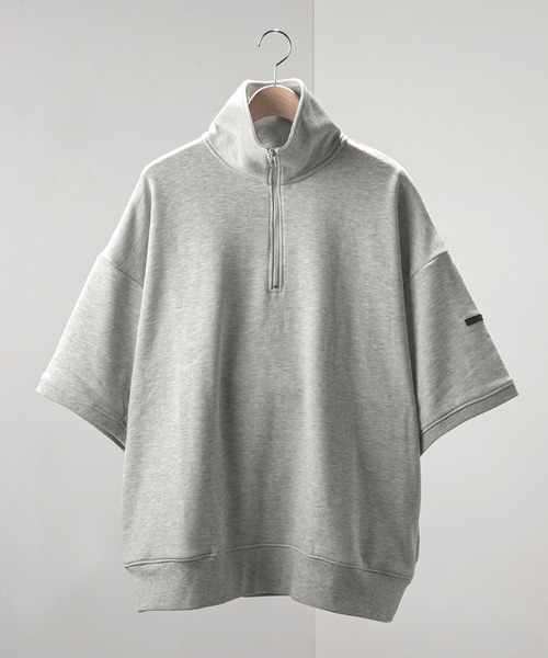 Alfred Alex】ラバーロゴ ビッグハーフジップ半袖プルオーバー