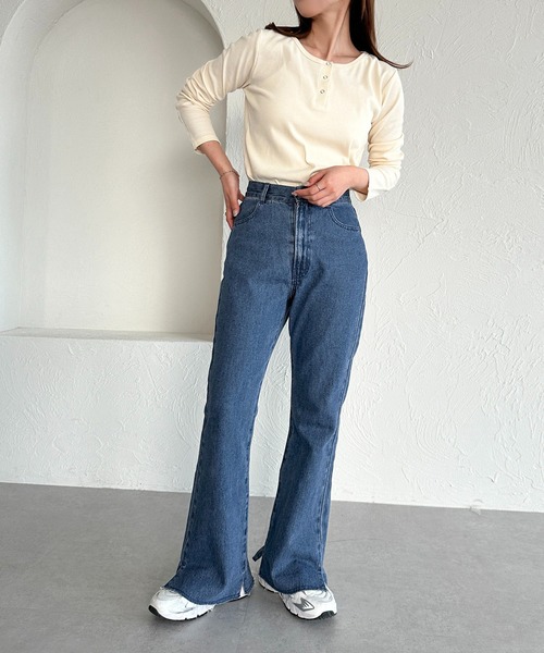 apres jour mignon（アプレジュールミニョン）の「ヘンリーネックリブプルオーバー【ZOZOTOWN限定アイテム】（Tシャツ/カットソー・レディース・杢グレー/ブラック/アイボリー/ネイビー/レッド・X-LARGE/フリー）」の10枚目の写真