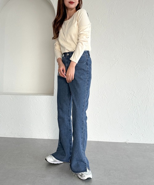 apres jour mignon（アプレジュールミニョン）の「ヘンリーネックリブプルオーバー【ZOZOTOWN限定アイテム】（Tシャツ/カットソー・レディース・杢グレー/ブラック/アイボリー/ネイビー/レッド・X-LARGE/フリー）」の11枚目の写真