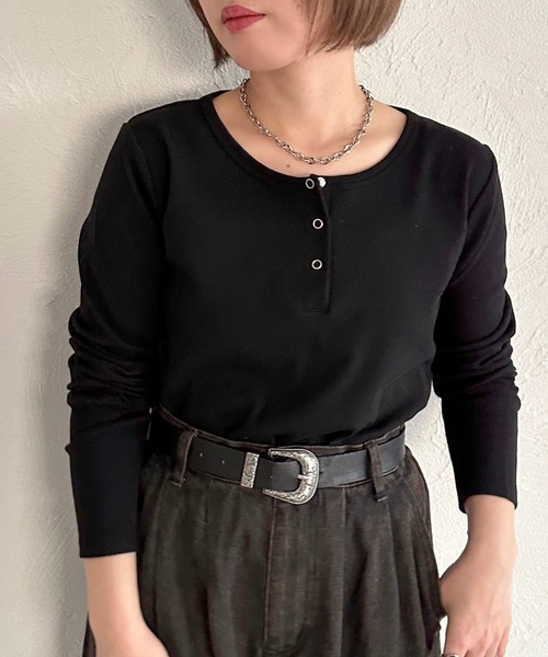 apres jour mignon（アプレジュールミニョン）の「ヘンリーネックリブプルオーバー【ZOZOTOWN限定アイテム】（Tシャツ/カットソー・レディース・杢グレー/ブラック/アイボリー/ネイビー/レッド・X-LARGE/フリー）」の14枚目の写真