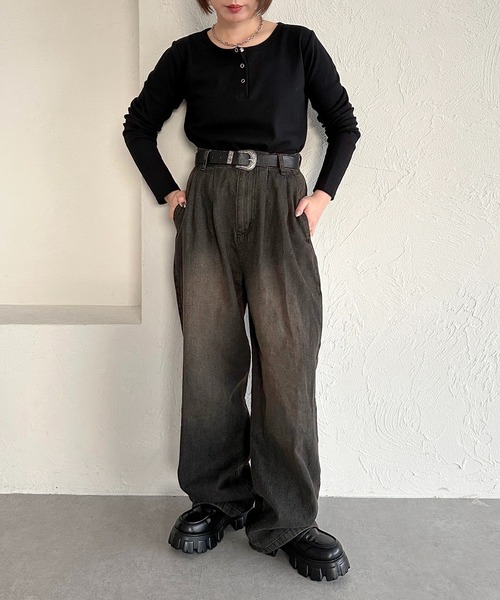 apres jour mignon（アプレジュールミニョン）の「ヘンリーネックリブプルオーバー【ZOZOTOWN限定アイテム】（Tシャツ/カットソー・レディース・杢グレー/ブラック/アイボリー/ネイビー/レッド・X-LARGE/フリー）」の17枚目の写真