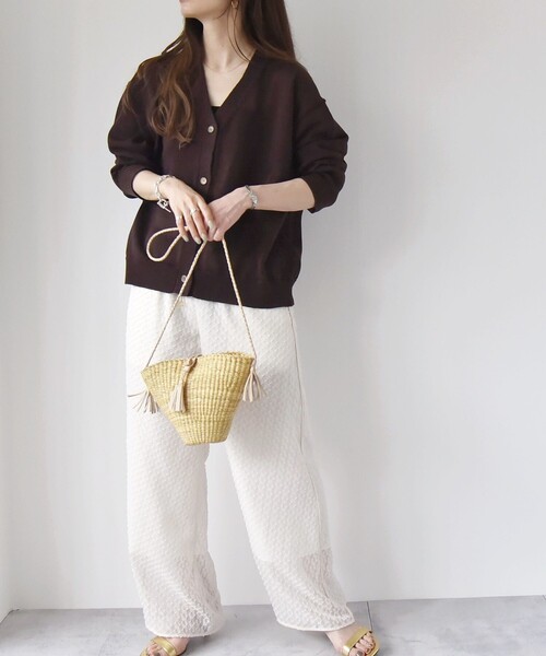 quaranciel（カランシエル）の「quaranciel:〈手洗い可能〉バルキー Vネック ニット カーディガン（カーディガン/ボレロ・レディース・ブラック/ブラウン/ベージュ/オレンジ・ONE SIZE）」の12枚目の写真