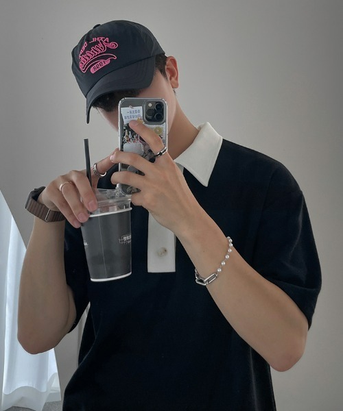 セール】ASCLO Coloring Collar Short Sleeve T Shirt