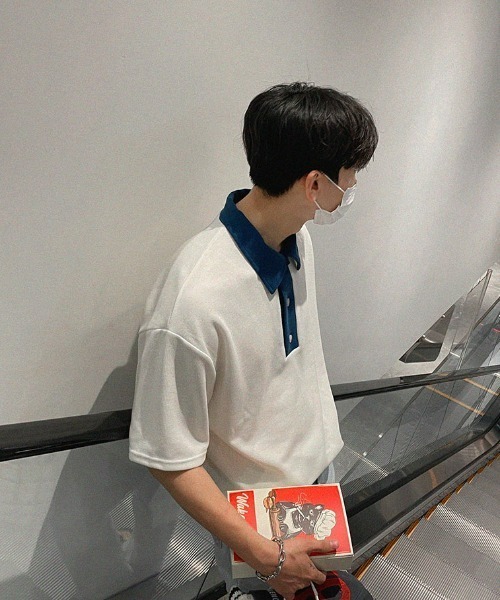 セール】ASCLO Coloring Collar Short Sleeve T Shirt