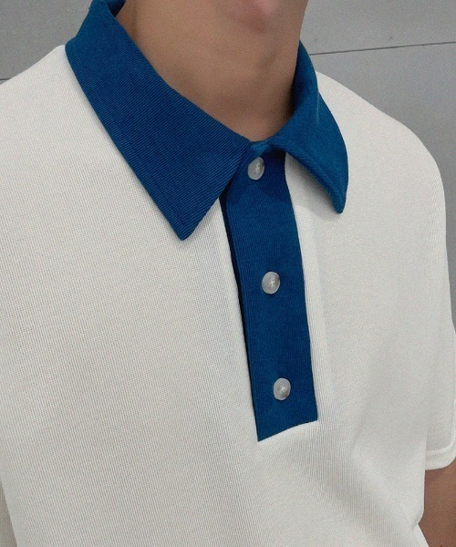 セール】ASCLO Coloring Collar Short Sleeve T Shirt