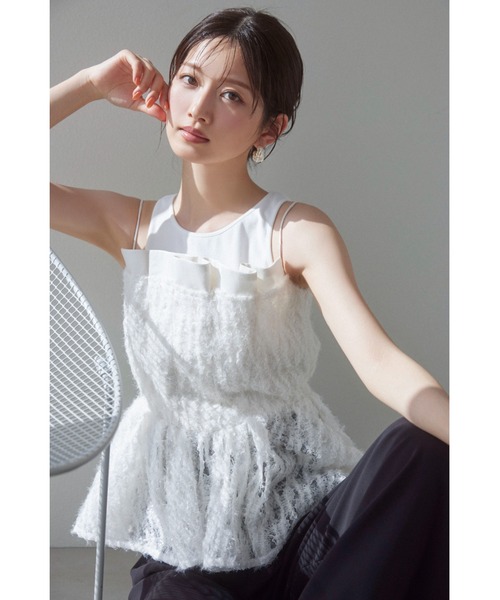 SNIDEL（スナイデル）の「カットタンクレイヤードチュニック（Tシャツ/カットソー・レディース・コーラルピンク/ホワイト/ダークグレー・FREE）」の7枚目の写真