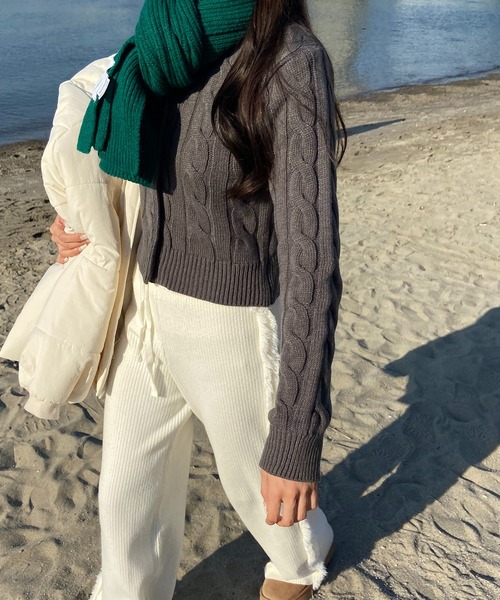 ショート丈ケーブルニットカーディガン【RL】（カーディガン/ボレロ）｜RiLi（リリ）