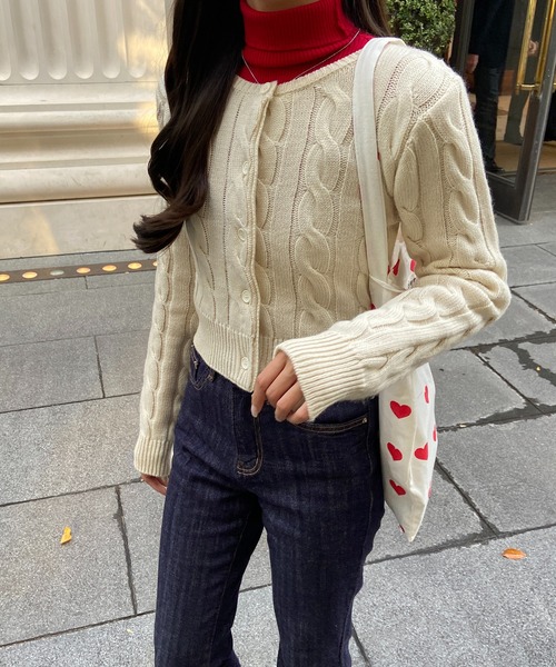 ショート丈ケーブルニットカーディガン【RL】（カーディガン/ボレロ）｜RiLi（リリ）