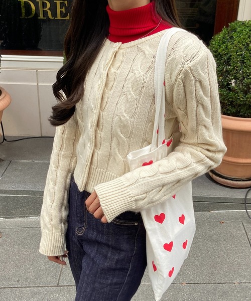 ショート丈ケーブルニットカーディガン【RL】（カーディガン/ボレロ）｜RiLi（リリ）