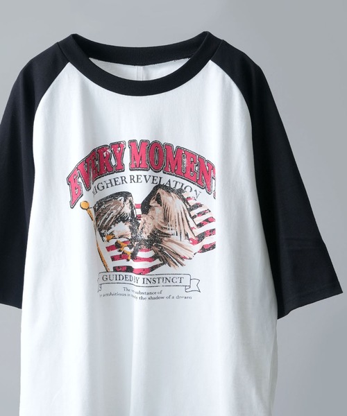 Ritzy（リッツィー）の「16/TC天竺 ラグランTシャツ(イーグル、モーターサイクル) レディース メンズ（Tシャツ/カットソー・メンズ・ホワイト系その他2/ブラック系その他/ホワイト×ブラック/ホワイト×グリーン/ホワイト×レッド/ホワイト系その他/ホワイト系その他3/ブラック×ホワイト・MEDIUM/LARGE/X-LARGE/SMALL）」の3枚目の写真